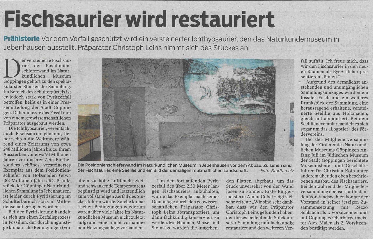 Fischsaurier wird restauriert